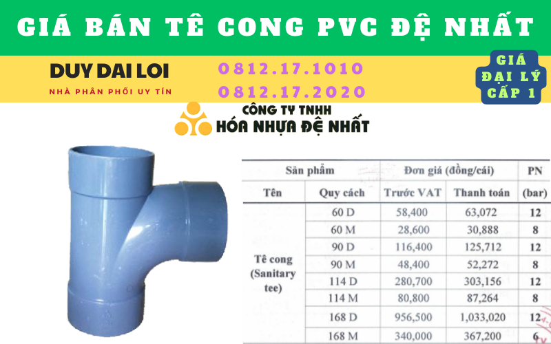 Gía bán Tê cong pvc đệ nhất Gía bán Tê cong pvc đệ nhất