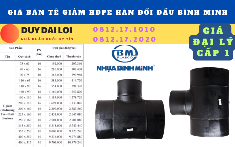 Gía bán tê giảm hdpe bình minh hàn đối đầu Gía bán tê giảm hdpe bình minh hàn đối đầu