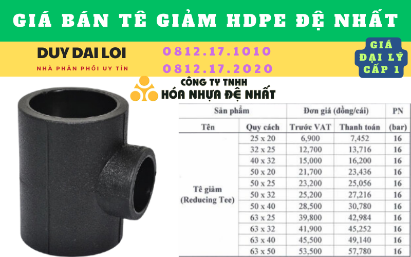 Giá bán Tê giảm hdpe đệ nhất Giá bán Tê giảm hdpe đệ nhất