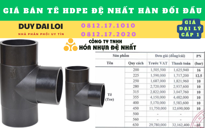 Giá bán Tê hdpe đệ nhất hàn đối đầu Giá bán Tê hdpe đệ nhất hàn đối đầu
