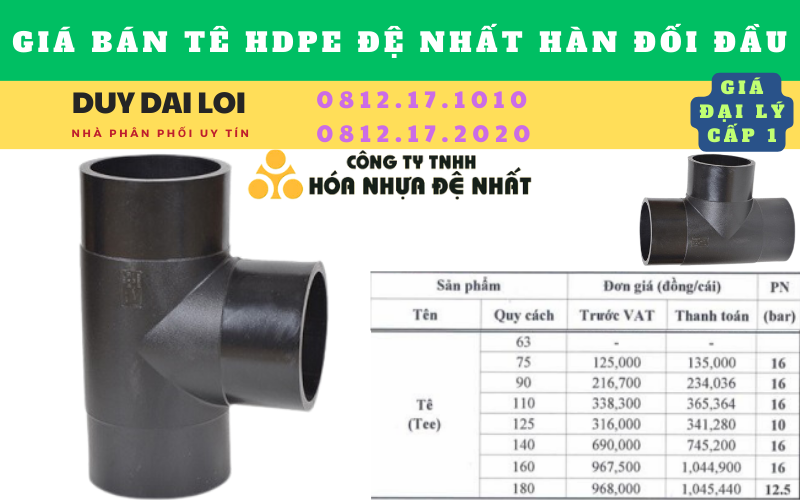 Giá bán Tê hdpe đệ nhất hàn đối đầu Giá bán Tê hdpe đệ nhất hàn đối đầu
