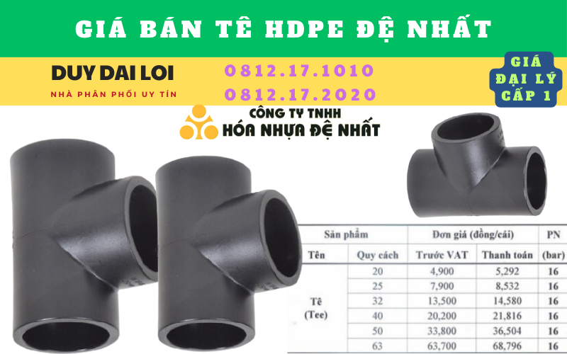 Giá bán Tê hdpe đệ nhất Giá bán Tê hdpe đệ nhất