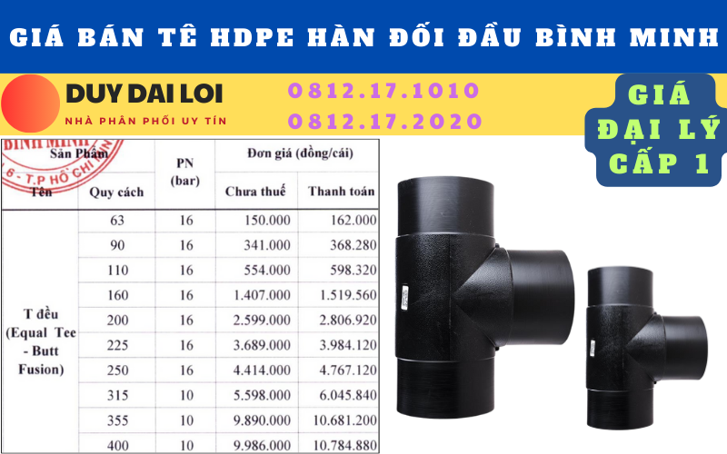 Gía bán tê hdpe bình minh hàn đối đầu Gía bán tê hdpe bình minh hàn đối đầu