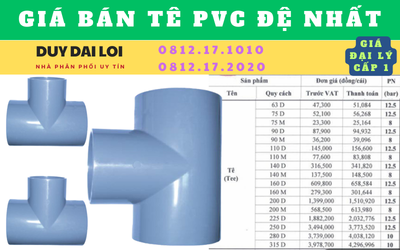 Gía bán Tê pvc đệ nhất Gía bán Tê pvc đệ nhất