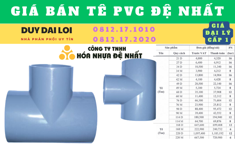 Gía bán Tê pvc đệ nhất Gía bán Tê pvc đệ nhất