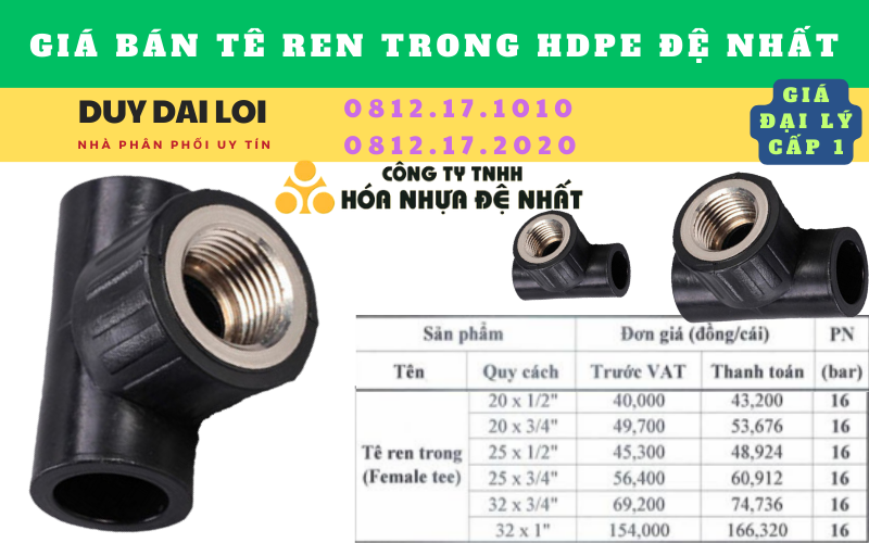 Giá bán Tê ren trong hdpe đệ nhất Giá bán Tê ren trong hdpe đệ nhất