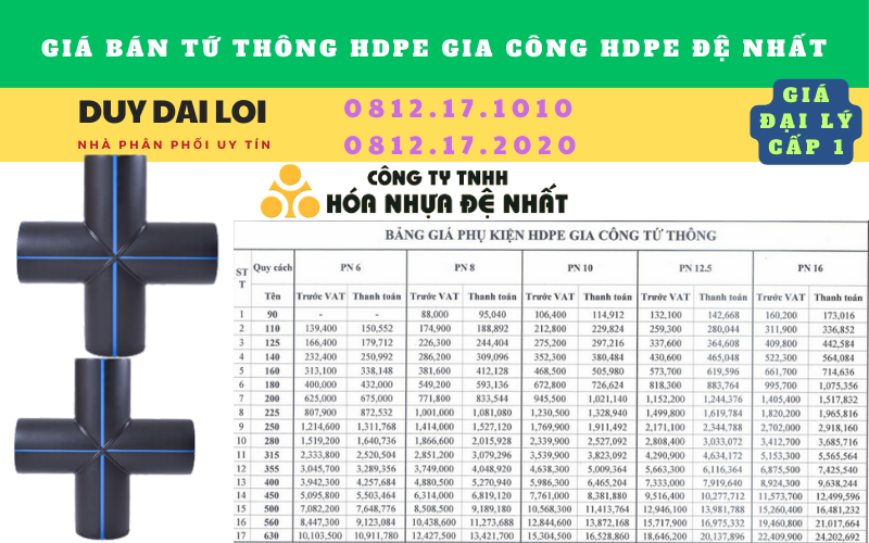 Giá bán Tứ thông hdpe gia công đệ nhất hàn đối đầu Giá bán Tứ thông hdpe gia công đệ nhất hàn đối đầu