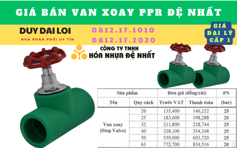 Giá bán Van xoay ppr đệ nhất Giá bán Van xoay ppr đệ nhất