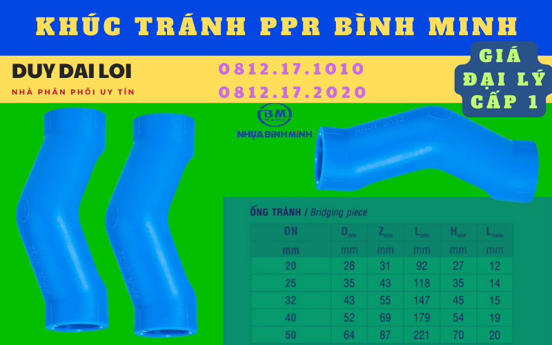 Thông số khúc tránh ppr Bình Minh Thông số khúc tránh ppr Bình Minh