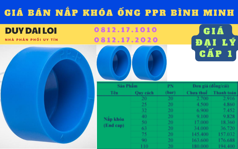 Giá bán nắp khóa ống ppr ppr Bình Minh Giá bán nắp khóa ống ppr ppr Bình Minh