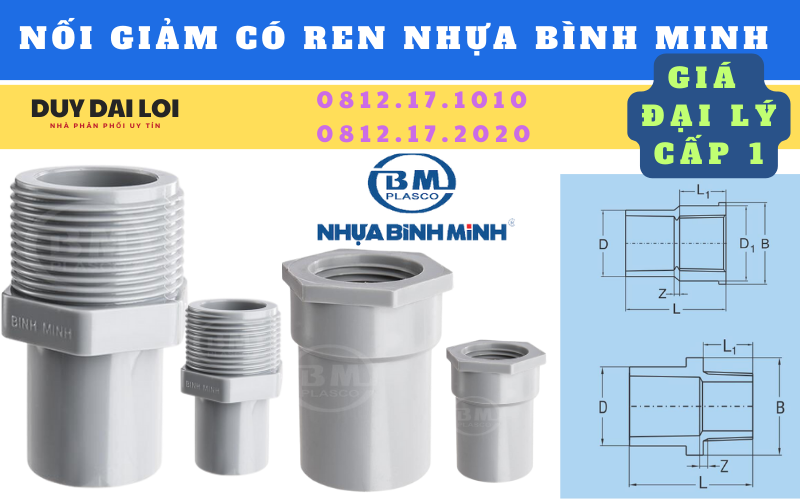 nối giảm có ren nhựa bình minh nối giảm có ren nhựa bình minh