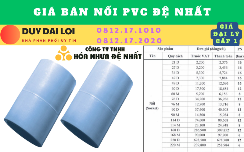 Gía bán Nối pvc đệ nhất Gía bán Nối pvc đệ nhất