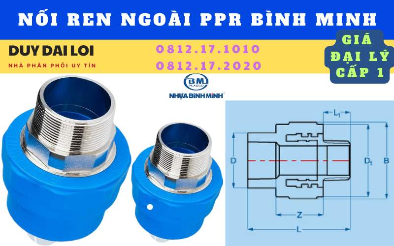 nối ren ngoài thau ppr bình minh nối ren ngoài thau ppr bình minh
