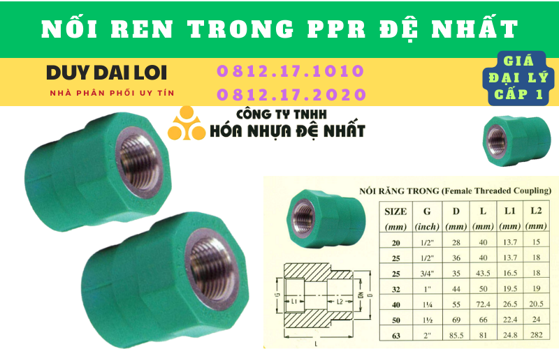 Nối ren trong  ppr đệ nhất  Nối ren trong  ppr đệ nhất