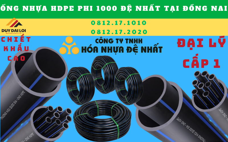 Ống nhựa hdpe phi 1000 đệ nhất ở đồng nai Ống nhựa hdpe phi 1000 đệ nhất ở đồng nai