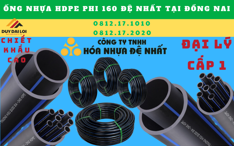 Ống nhựa hdpe phi 160 đệ nhất ở đồng nai Ống nhựa hdpe phi 160 đệ nhất ở đồng nai