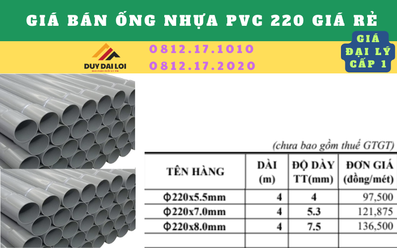 Gía bán ống pvc 220 giá rẻ Gía bán ống pvc 220 giá rẻ