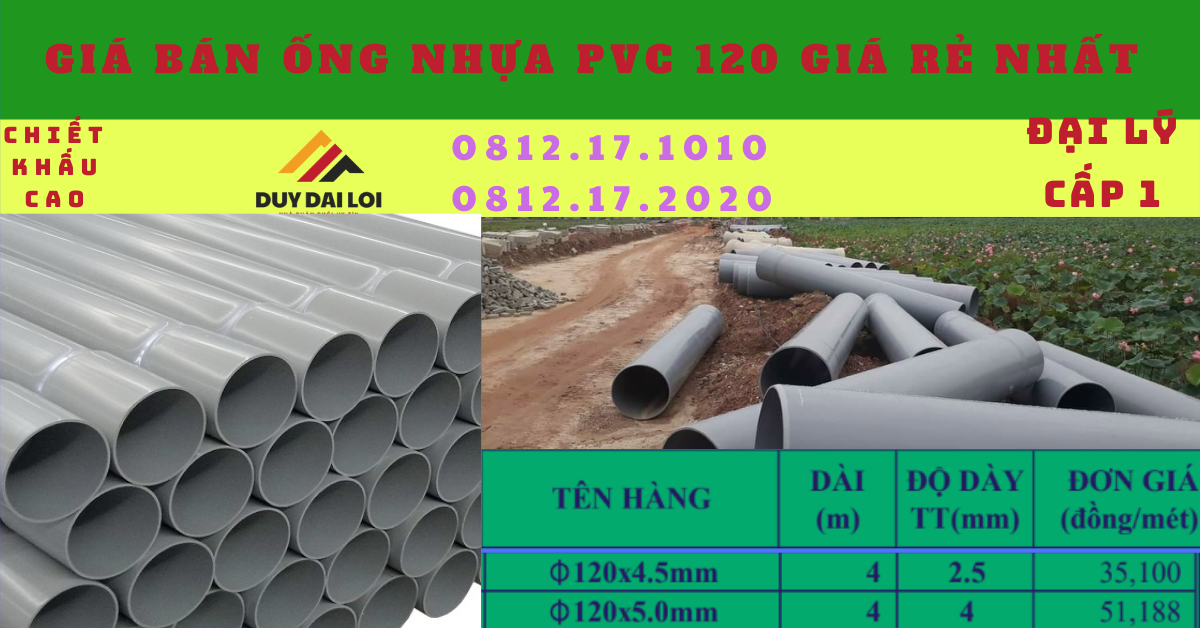 Ống nhựa PVC D120 giá rẻ nhất Ống nhựa PVC D120 giá rẻ nhất