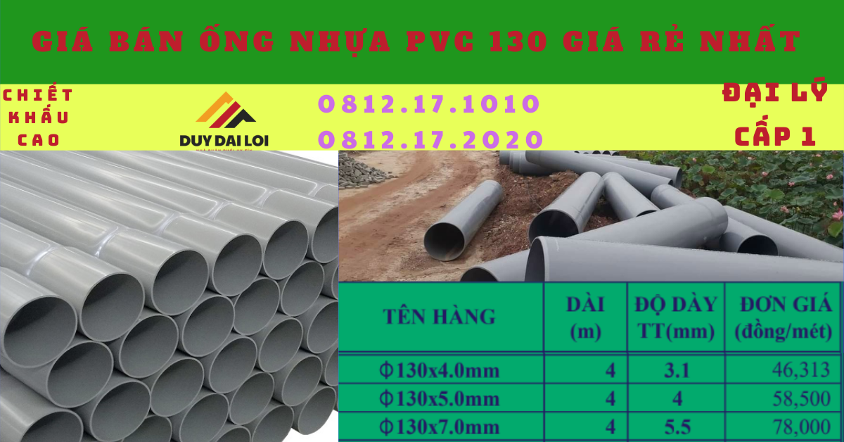 Ống nhựa PVC D130 giá rẻ nhất Ống nhựa PVC D130 giá rẻ nhất