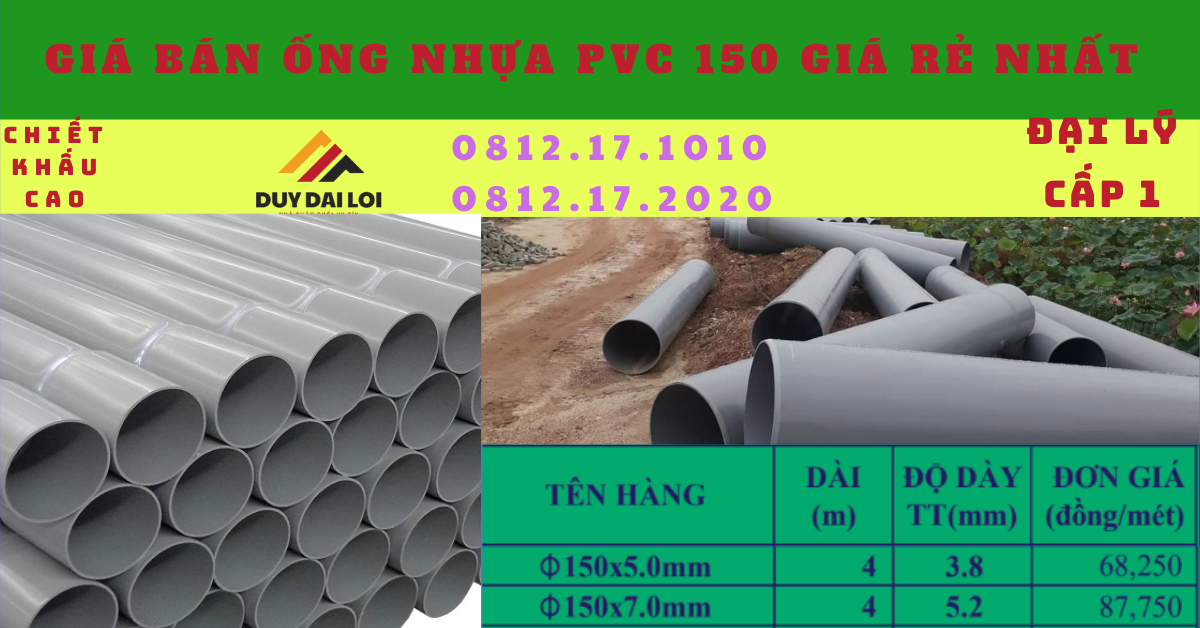 Ống nhựa PVC D150 giá rẻ nhất Ống nhựa PVC D150 giá rẻ nhất