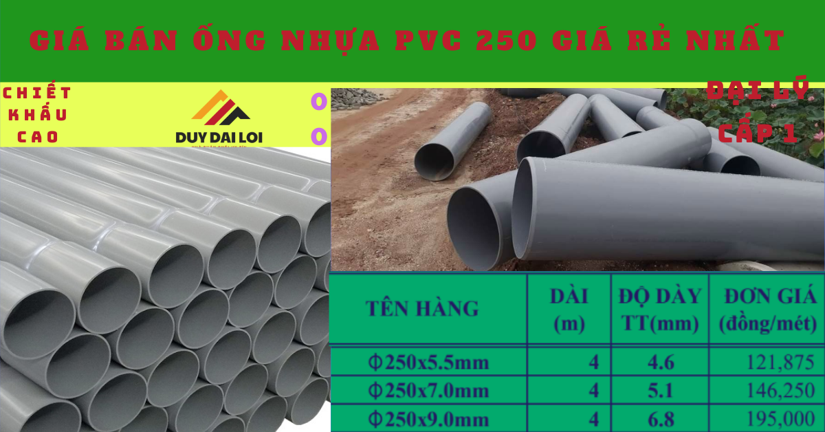 Ống nhựa PVC D250 giá rẻ nhất Ống nhựa PVC D250 giá rẻ nhất