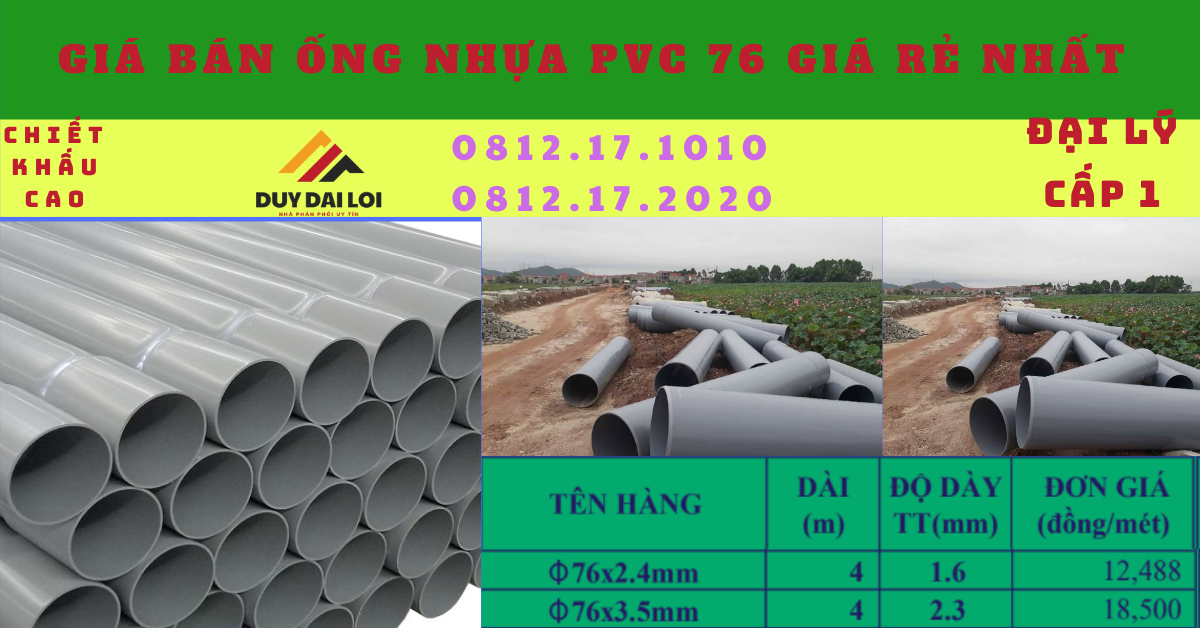 Ống nhựa PVC D76 giá rẻ nhất Ống nhựa PVC D76 giá rẻ nhất