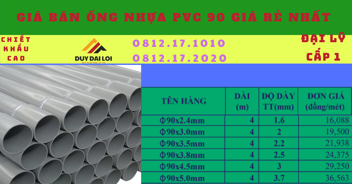 Ống nhựa PVC D90 giá rẻ nhất Ống nhựa PVC D90 giá rẻ nhất