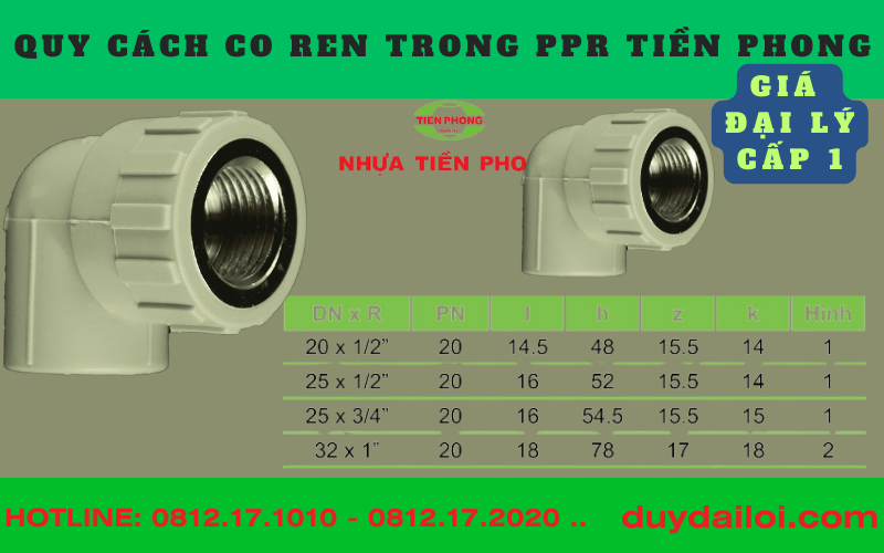 Các quy cách Co ren trong ppr tiền phong Các quy cách Co ren trong ppr tiền phong