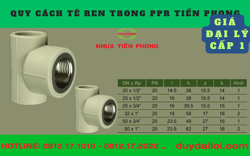 Các quy cách Tê ren trong ppr tiền phong Các quy cách Tê ren trong ppr tiền phong
