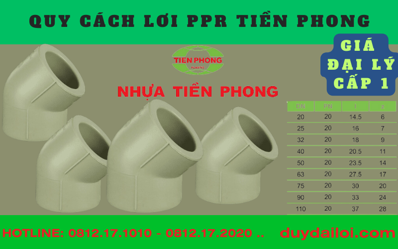 Các quy cách Lơi( Nối góc 45) ppr tiền phong Các quy cách Lơi( Nối góc 45) ppr tiền phong