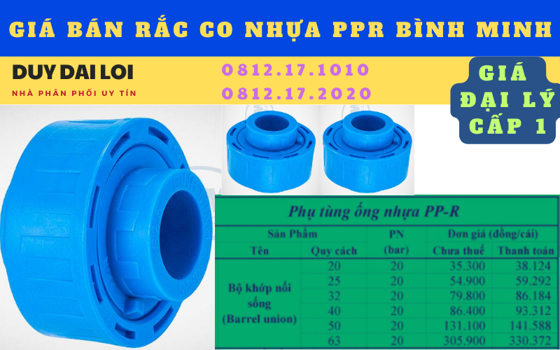 Giá bán Rắc co nhựa ppr Bình Minh  Giá bán Rắc co nhựa ppr Bình Minh