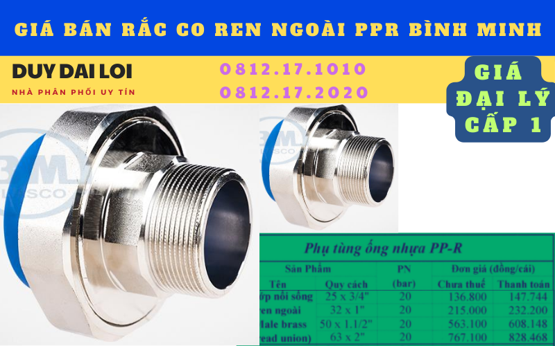 Giá bán rắc co ren ngoài ppr Bình Minh Giá bán rắc co ren ngoài ppr Bình Minh