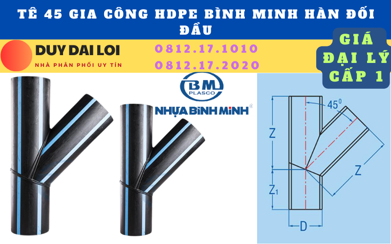 Tê 45 hdpe  gia công bình minh Tê 45 hdpe  gia công bình minh