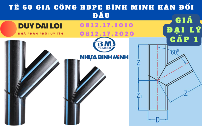 Tê 60 hdpe gia công bình minh Tê 60 hdpe gia công bình minh