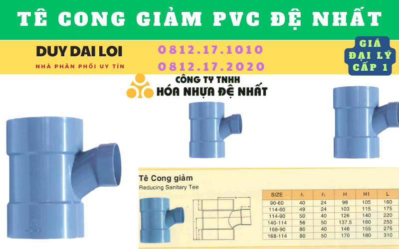 Tê cong giảm PVC Đệ Nhất Tê cong giảm PVC Đệ Nhất