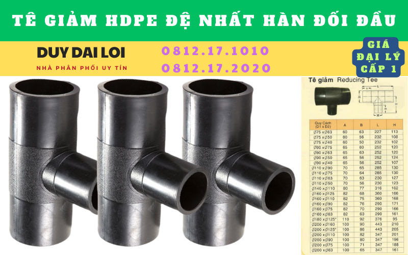 Tê giảm hdpe đệ nhất hàn đối đầu Tê giảm hdpe đệ nhất hàn đối đầu