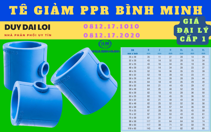Thông số tê giảm ppr Bình Minh Thông số tê giảm ppr Bình Minh