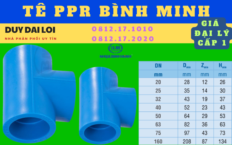 Thông số Tê ppr Bình Minh Thông số Tê ppr Bình Minh