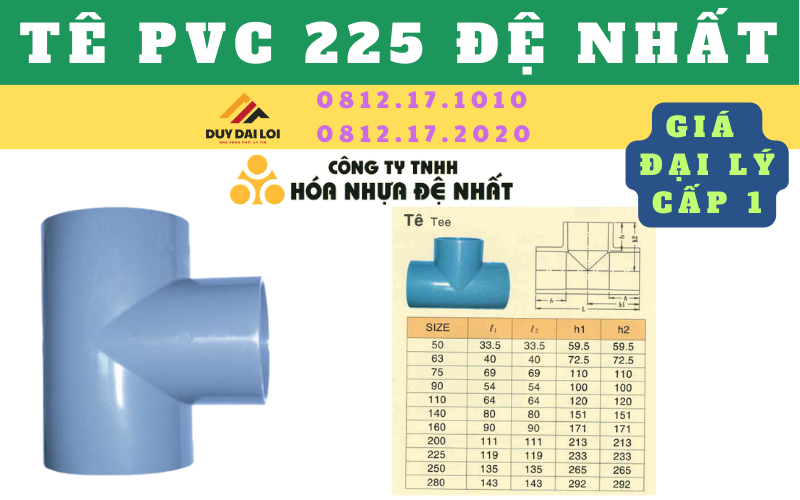 Tê PVC 225 Đệ Nhất Tê PVC 225 Đệ Nhất