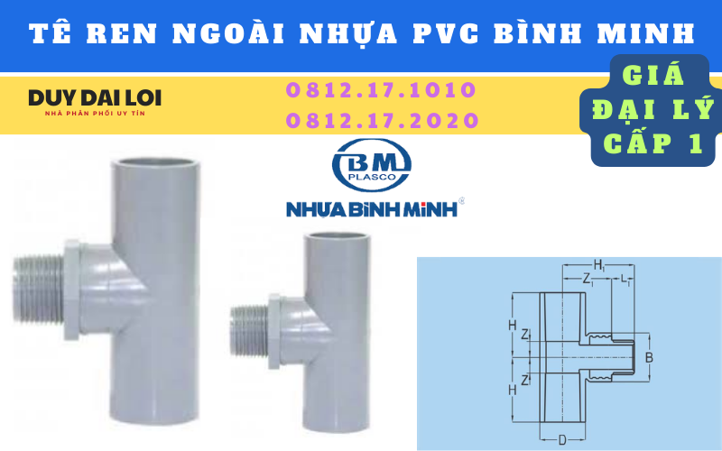 tê ren ngoài nhựa pvc bình minh tê ren ngoài nhựa pvc bình minh