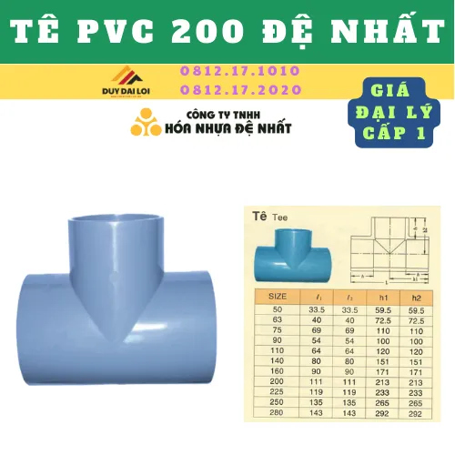 TÊ PVC 200 ĐỆ NHẤT