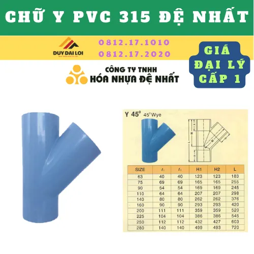 CHỮ Y PVC 315 ĐỆ NHẤT