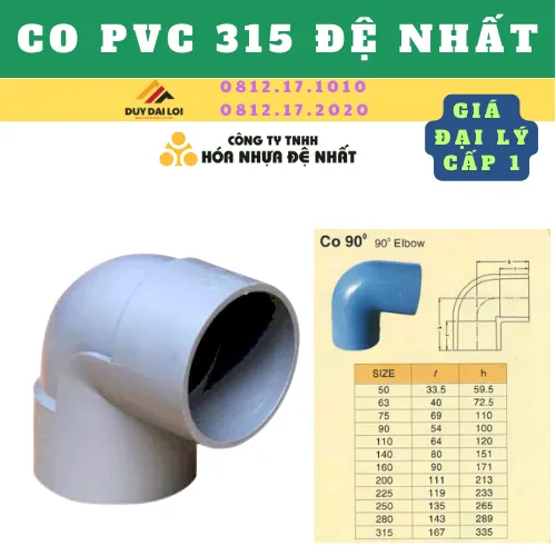 CO PVC 315 ĐỆ NHẤT