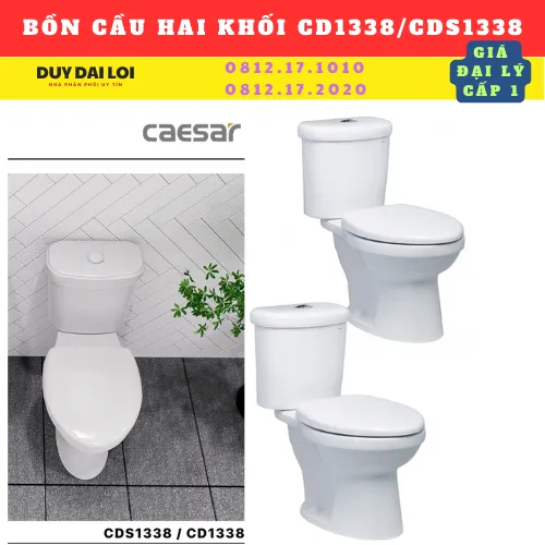 BỒN CẦU HAI KHỐI CAESAR CD1338/CDS1338