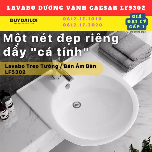 LAVABO DƯƠNG VÀNH CAESAR  LF5302