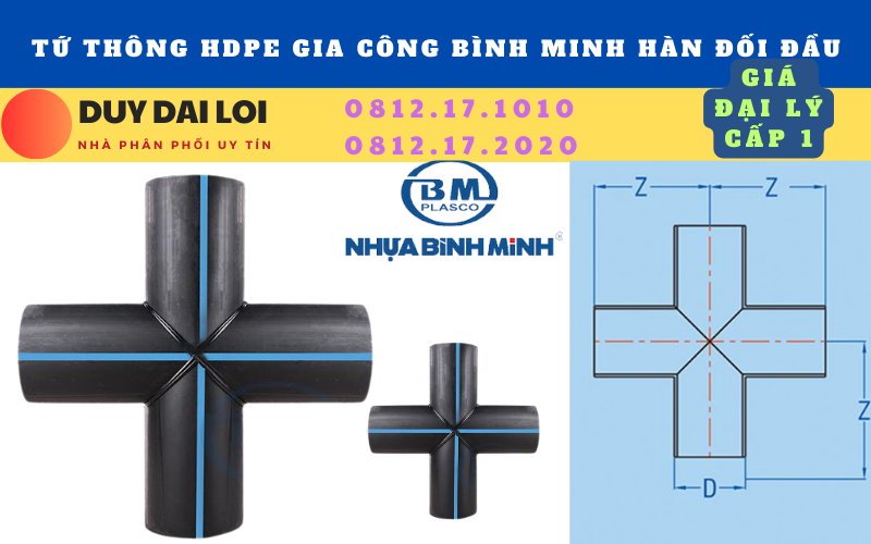 Tứ thông hdpe gia công bình minh Tứ thông hdpe gia công bình minh