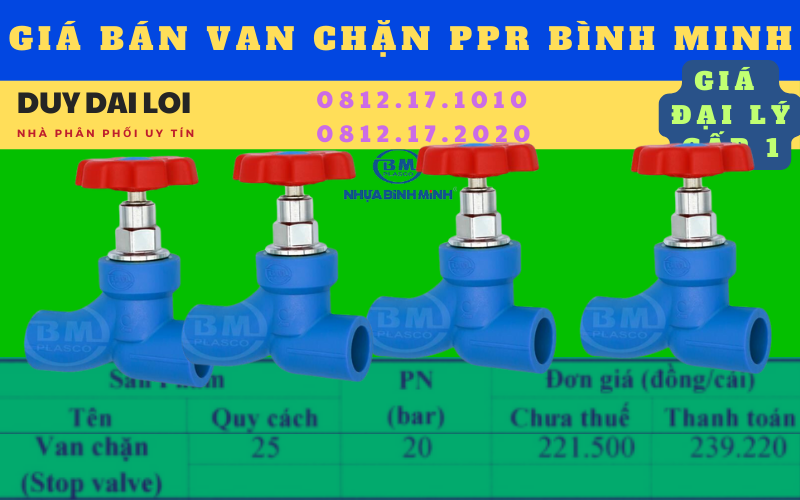 Gía bán van chặn ppr bình minh Gía bán van chặn ppr bình minh