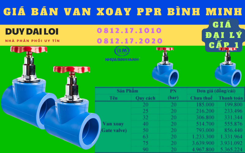 Gía bán van xoay ppr bình minh Gía bán van xoay ppr bình minh