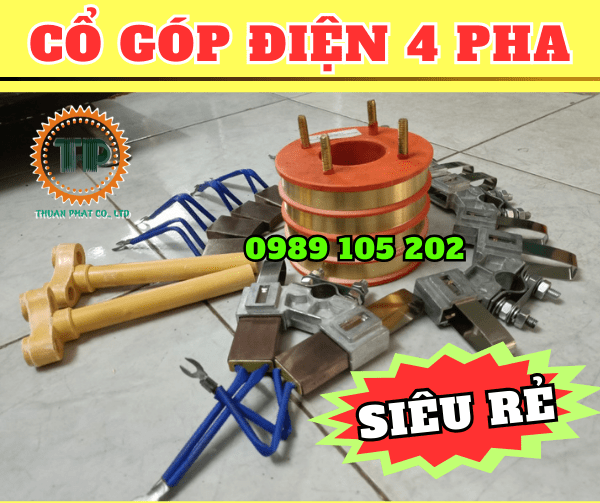 Bộ cổ góp chổi than 4P rãnh âm trục 56mm Bộ cổ góp chổi than 4P rãnh âm trục 56mm