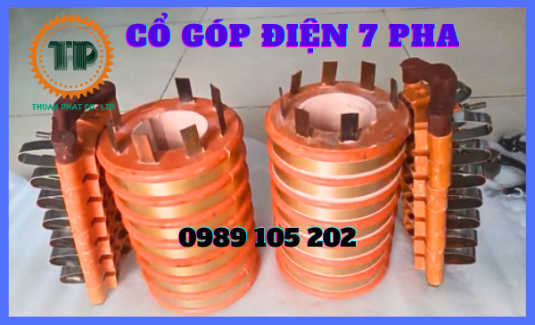 Bộ cổ góp điện 7 pha - 7 vành đồng Bộ cổ góp điện 7 pha - 7 vành đồng